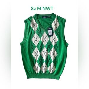 Jack Nicklaus Green White Argyle Preppy Sweater Vest Sz M NWT 100% Pima Cotton